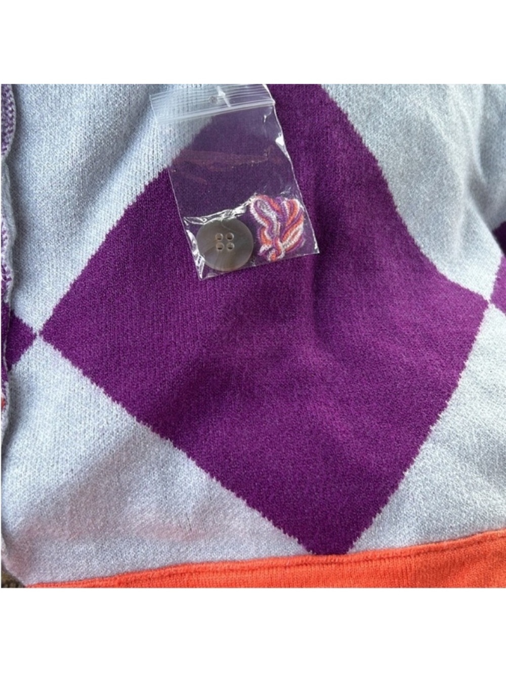 We The Free Small Sweater Manny Cardi purple combo argyle cardigan Free People - Picture 6 of 10